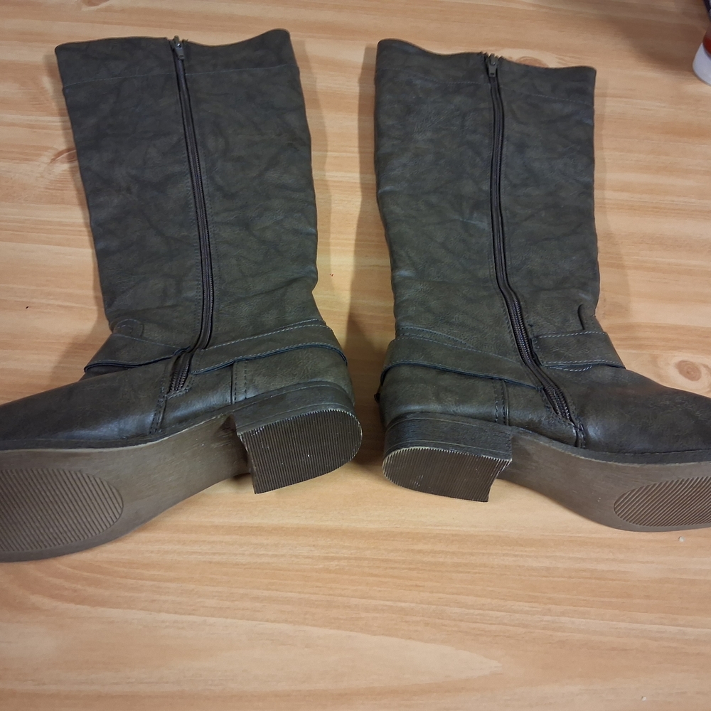 JustFab Dark Brown Knee-High Boots - Picture 3 of 5